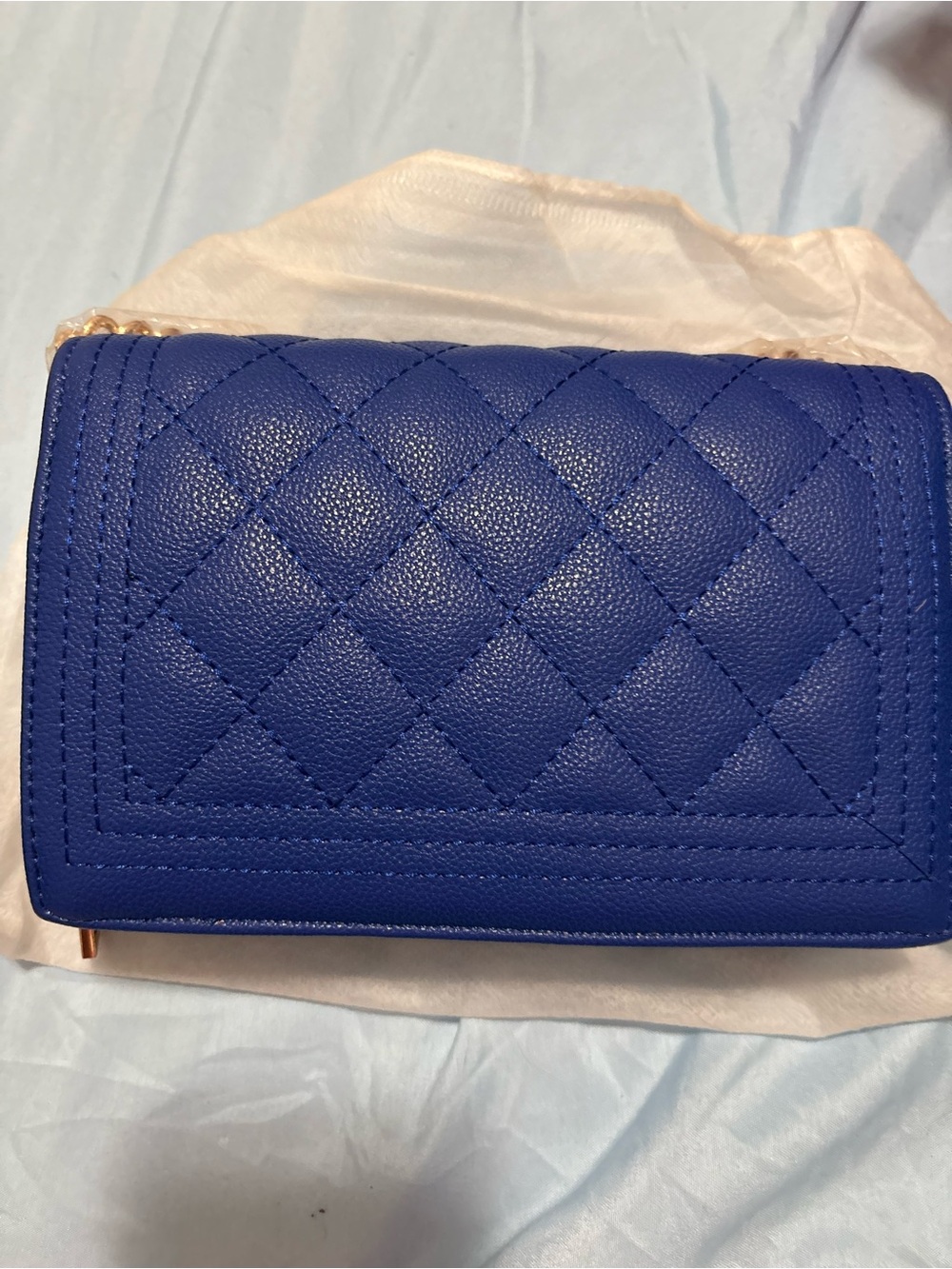 Quilted Crossbody Bag in Cobalt Blue - Women Bags